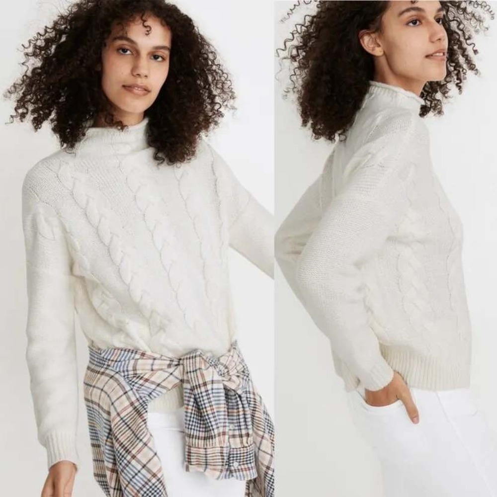 Madewell Grenville Cableknit Mockneck Sweater